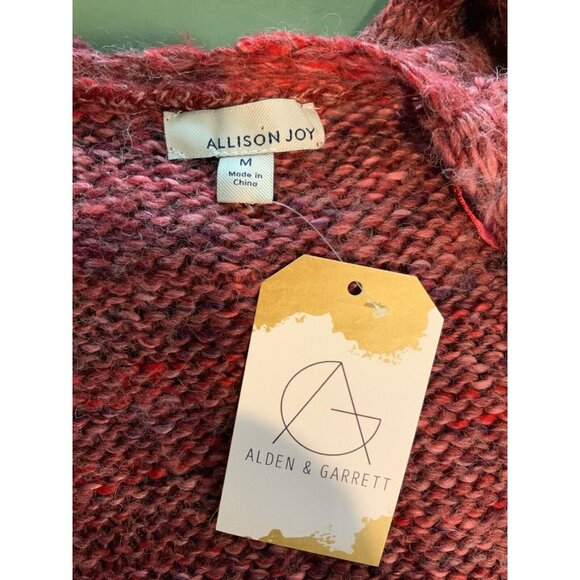 Allison Joy Pink & Purple Long Open Knit Cardigan Sweater, Size Medium - Picture 6 of 6